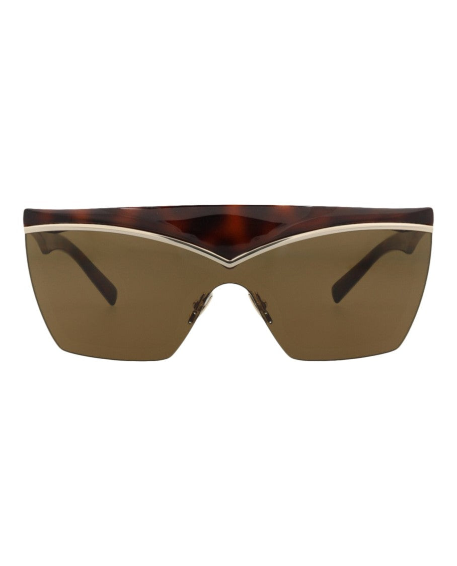 Saint Laurent Shield-Frame Injection Sunglasses With Tortoiseshell Temples