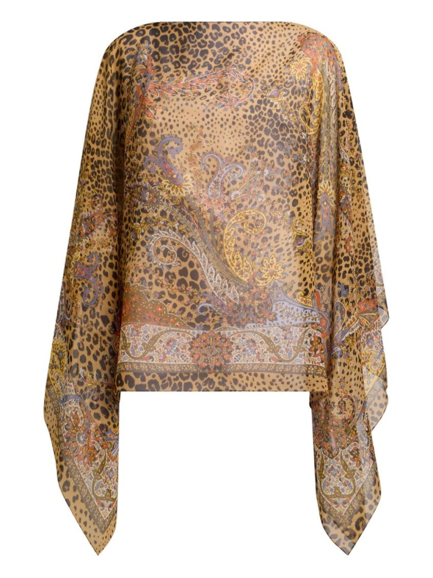 Etro Poncho With Sophisticated Leopard Print