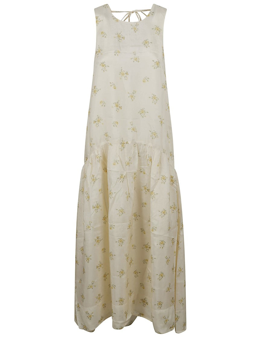 Ganni Sleeveless Tiered Dress With Floral Print