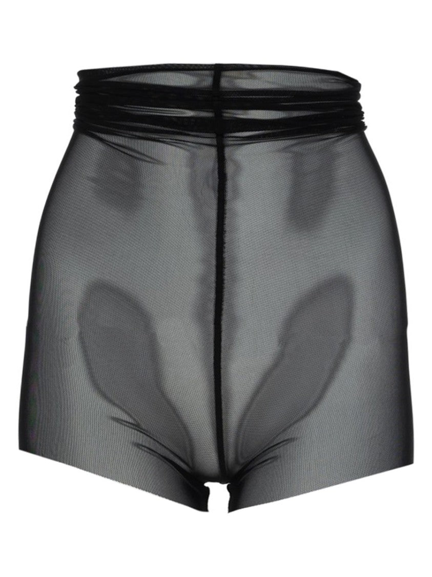 Rick Owens Mesh Fabric Ruched Waistband Shorts
