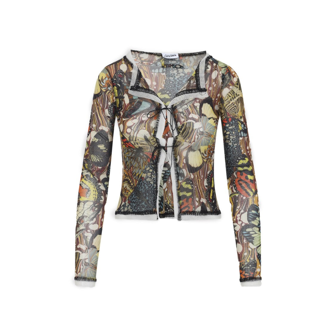 Jean Paul Gaultier Multicolor Mesh Cardigan With Signature Butterfly Print