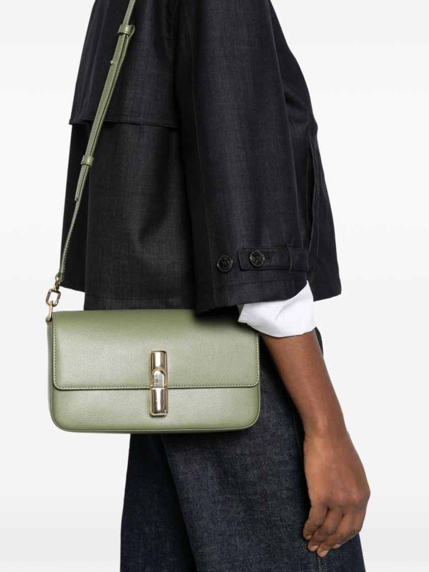 Furla Structured Green Leather Crossbody Bag