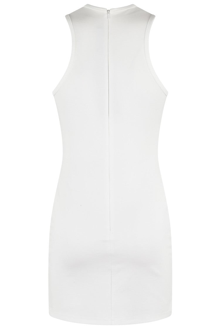 David Koma White Silver Rhinestone Mini Dress