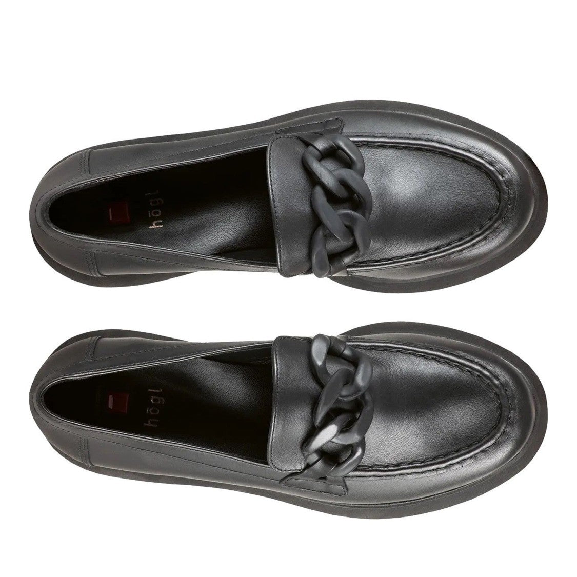 Högl Black Stacy Chunky Chain Detail Leather Loafers