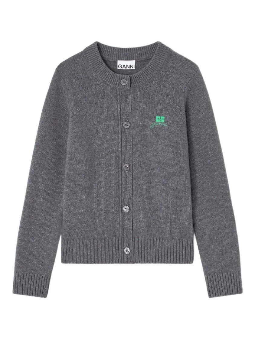 Ganni Textured Grey Cardigan
