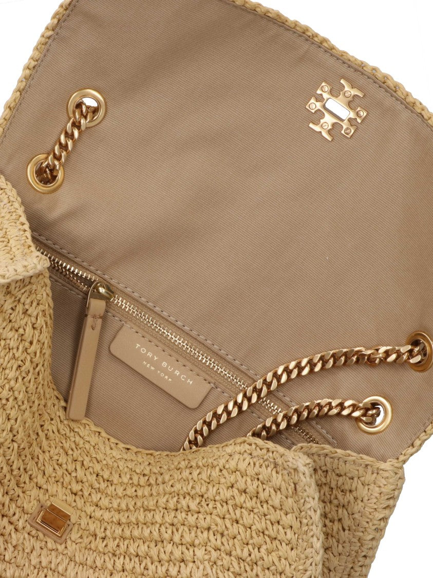 Tory Burch Textured Beige Flap Bag