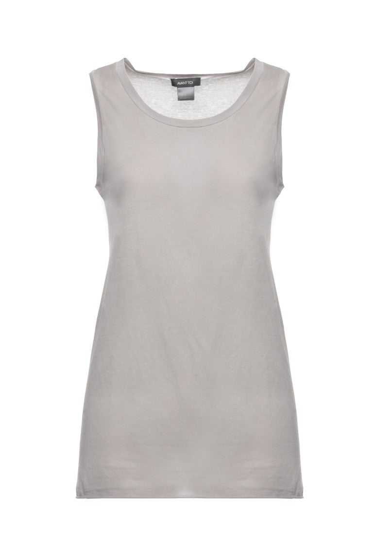 Avant Toi Grey Round Neck Cotton Tank Top