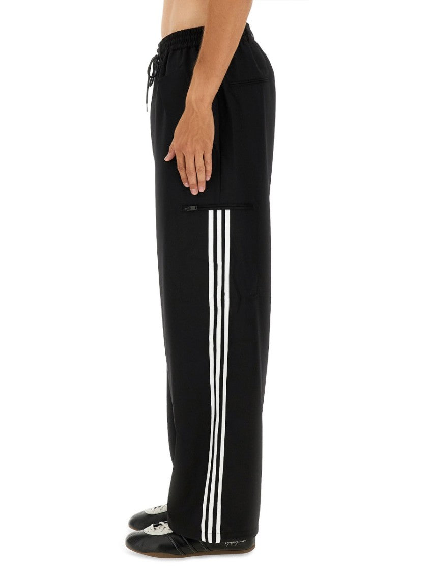 Y-3 Loose Black Jogger Pants With Adjustable Drawstring And Striped Details