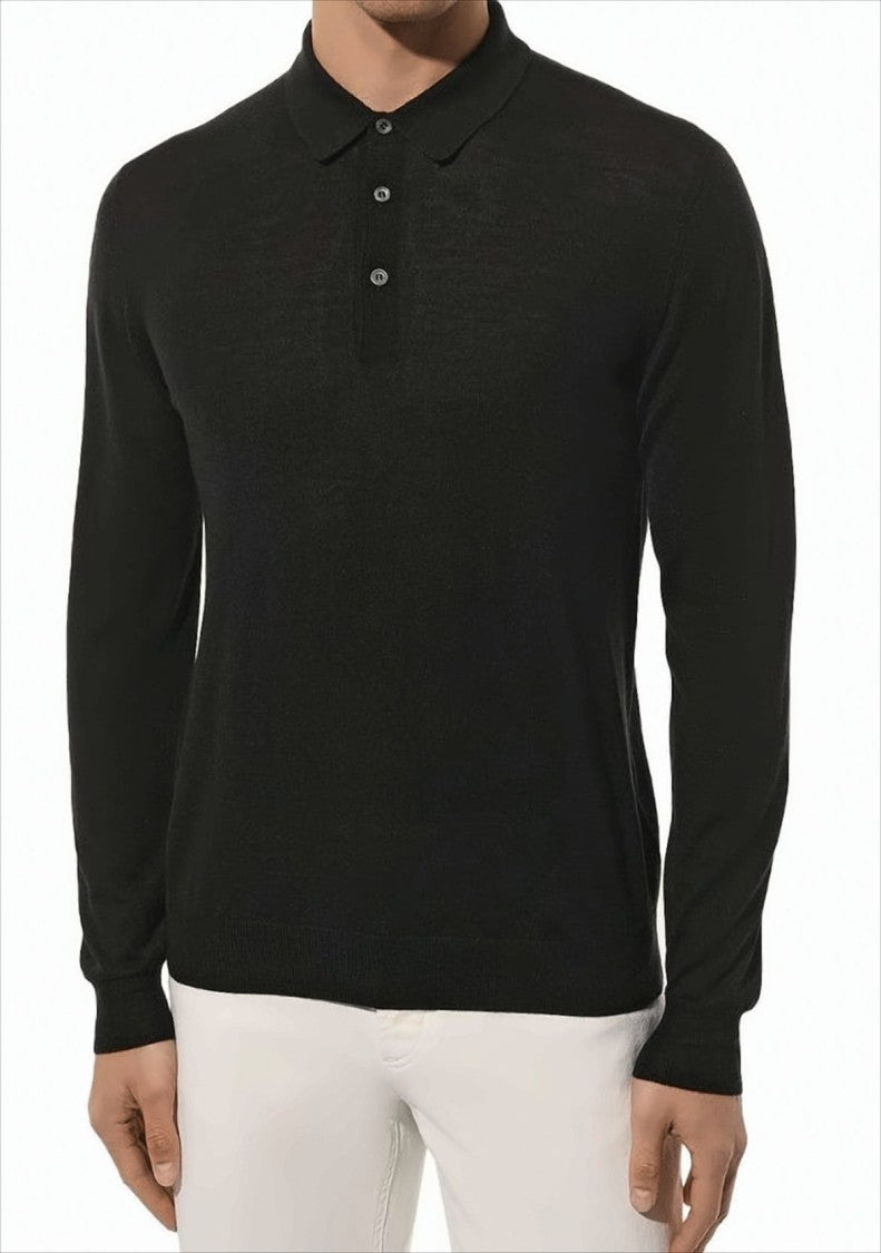 Gran Sasso Long-Sleeved Polo Sweater With Turn-Down Collar