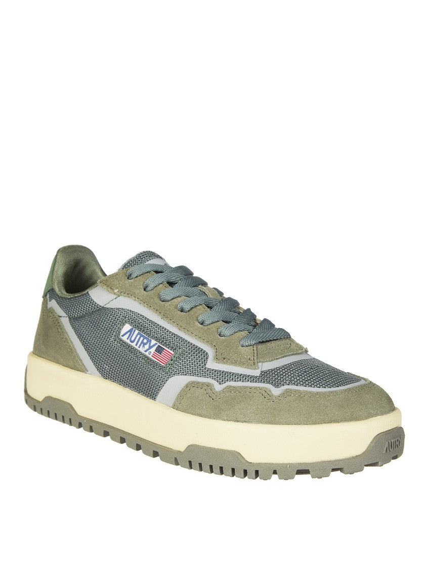 Autry Green Mesh Suede Panels Sneakers