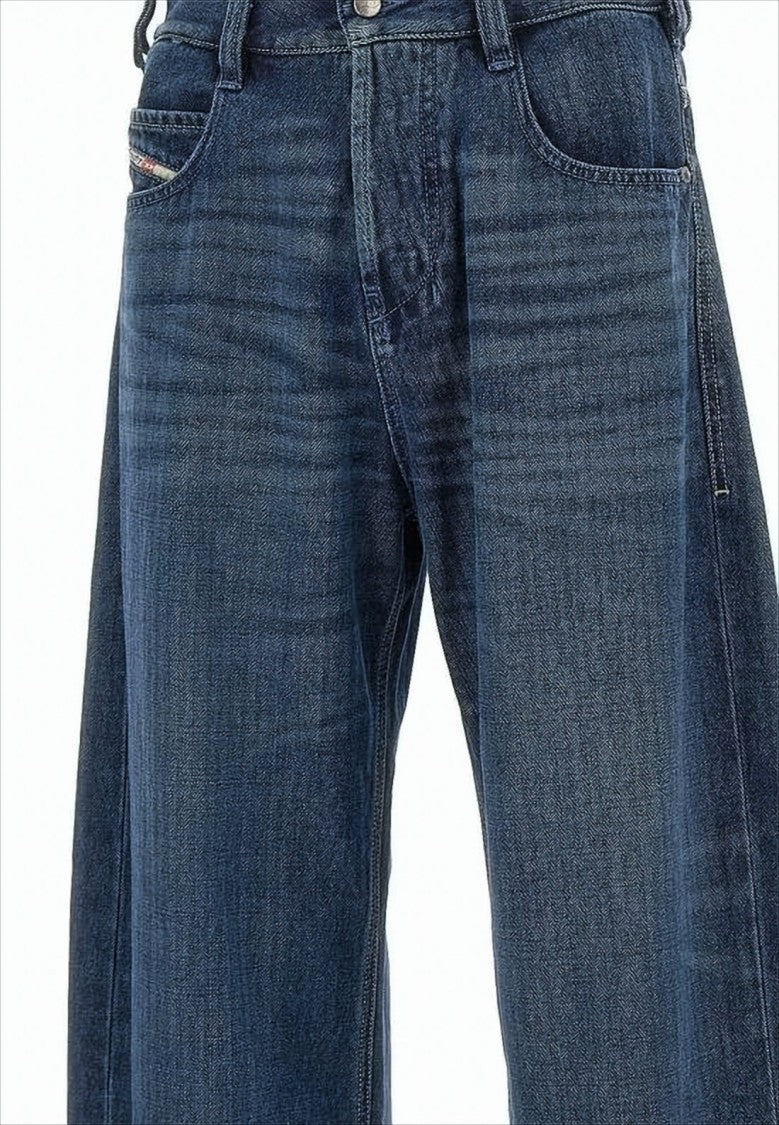 Diesel Cropped Wide-Leg Denim Pants With Classic Five-Pocket Design