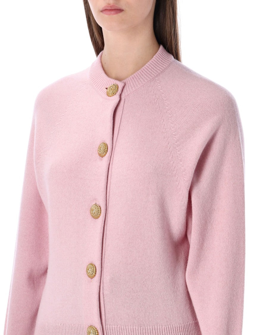 Balmain Lion Head Buttons Eco Cashmere Cardigan