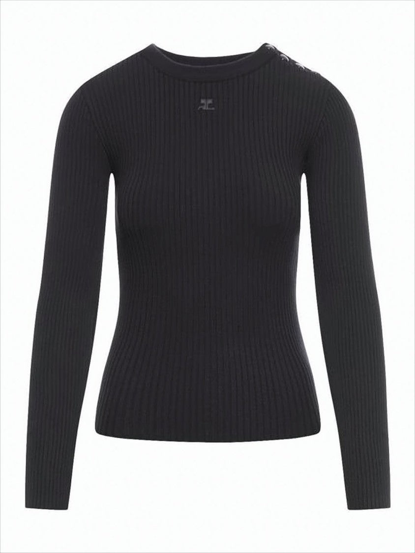 Courrèges Fitted Ribbed Sweater With Round Neckline