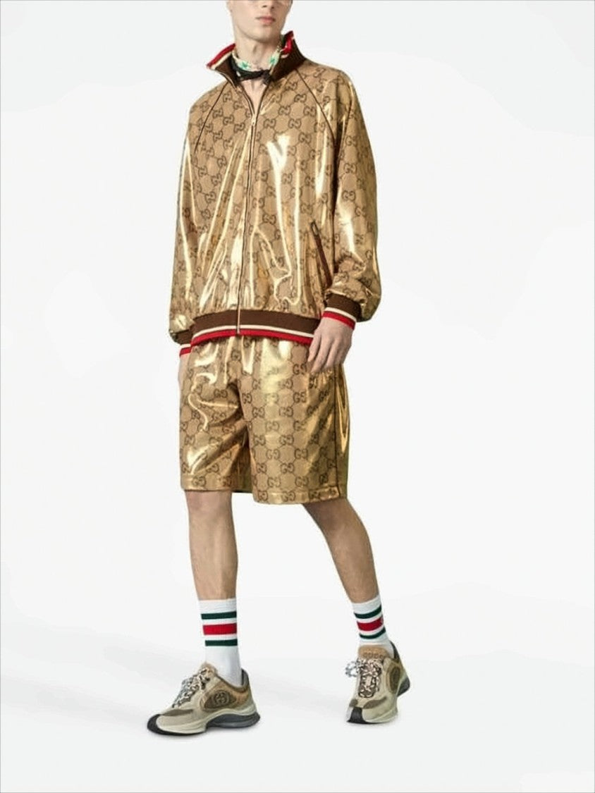 Gucci Glossy Monogram Bomber Jacket