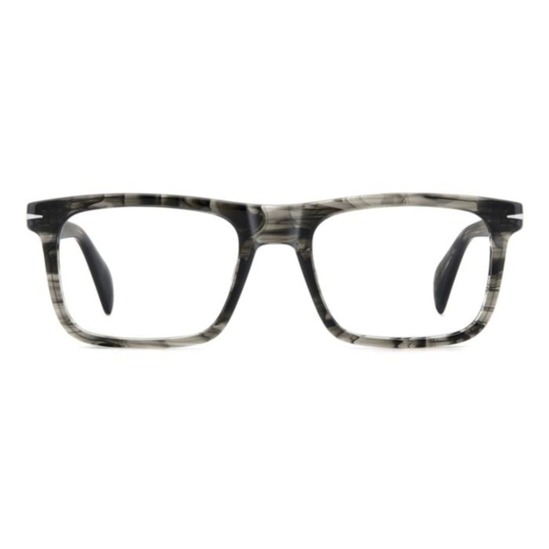 David Beckham Marbled Grey/Black Db1191 Rectangular Acetate Eyeglasses