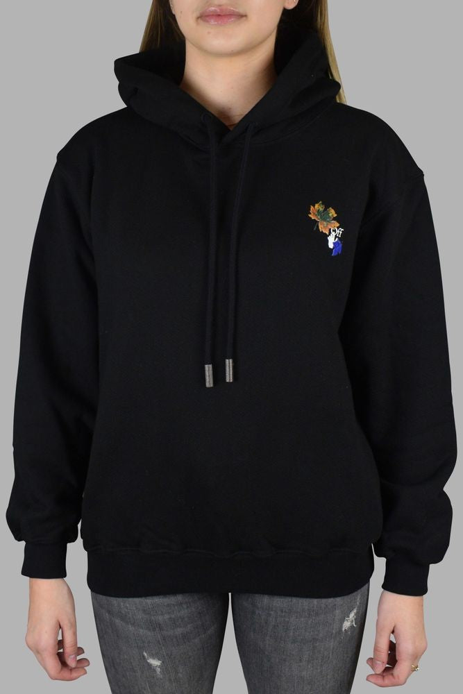 Off-White Foliage-Pattern Black Hooded Sweatshirt With Logo Detail