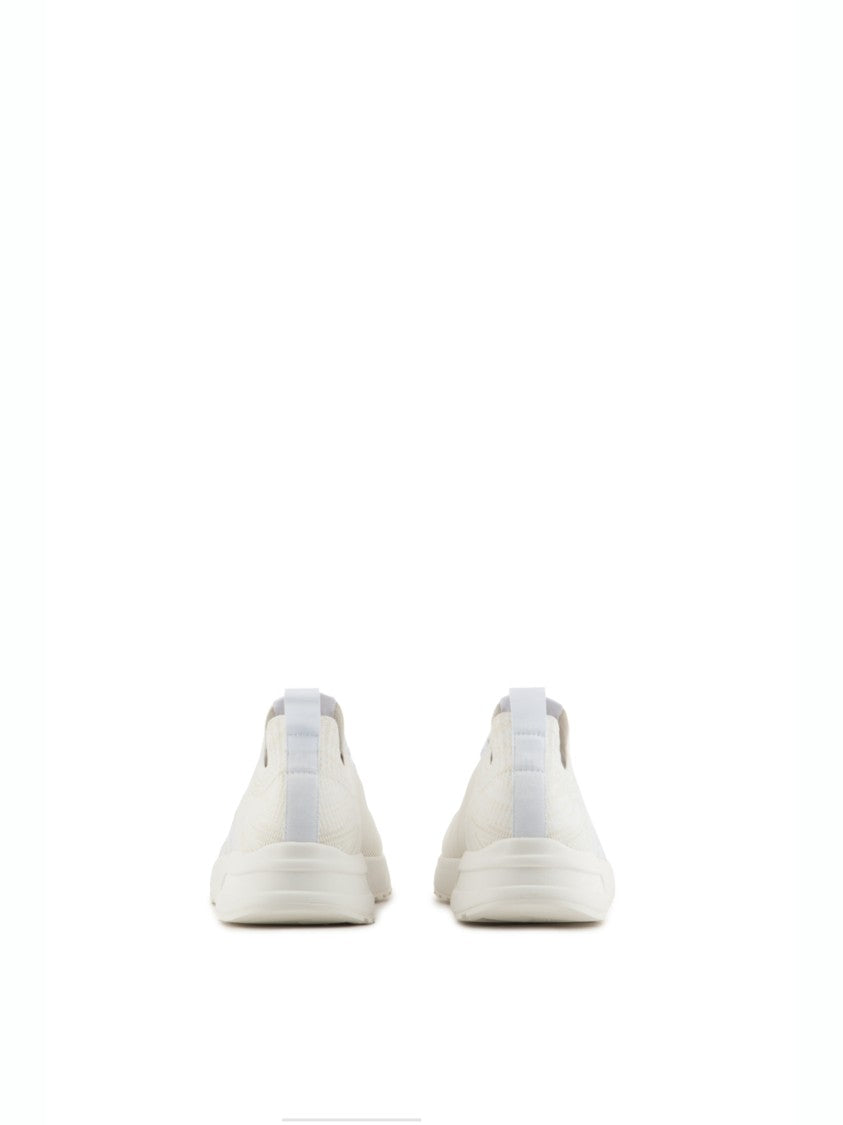Armani Exchange White Shiny Leather Sneakers