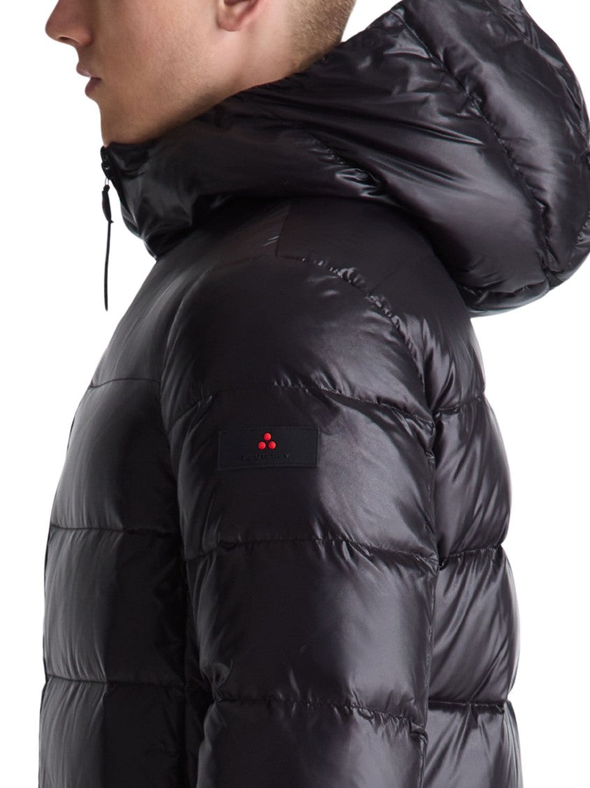Peuterey Shiny Quilted Hooded Nylon Down Jacket