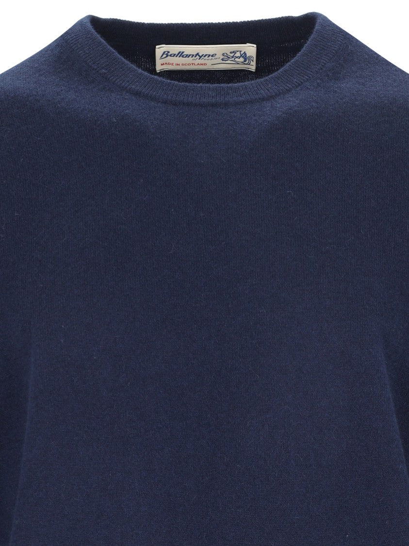 Ballantyne Navy Cashmere Sweater With Crew Neckline