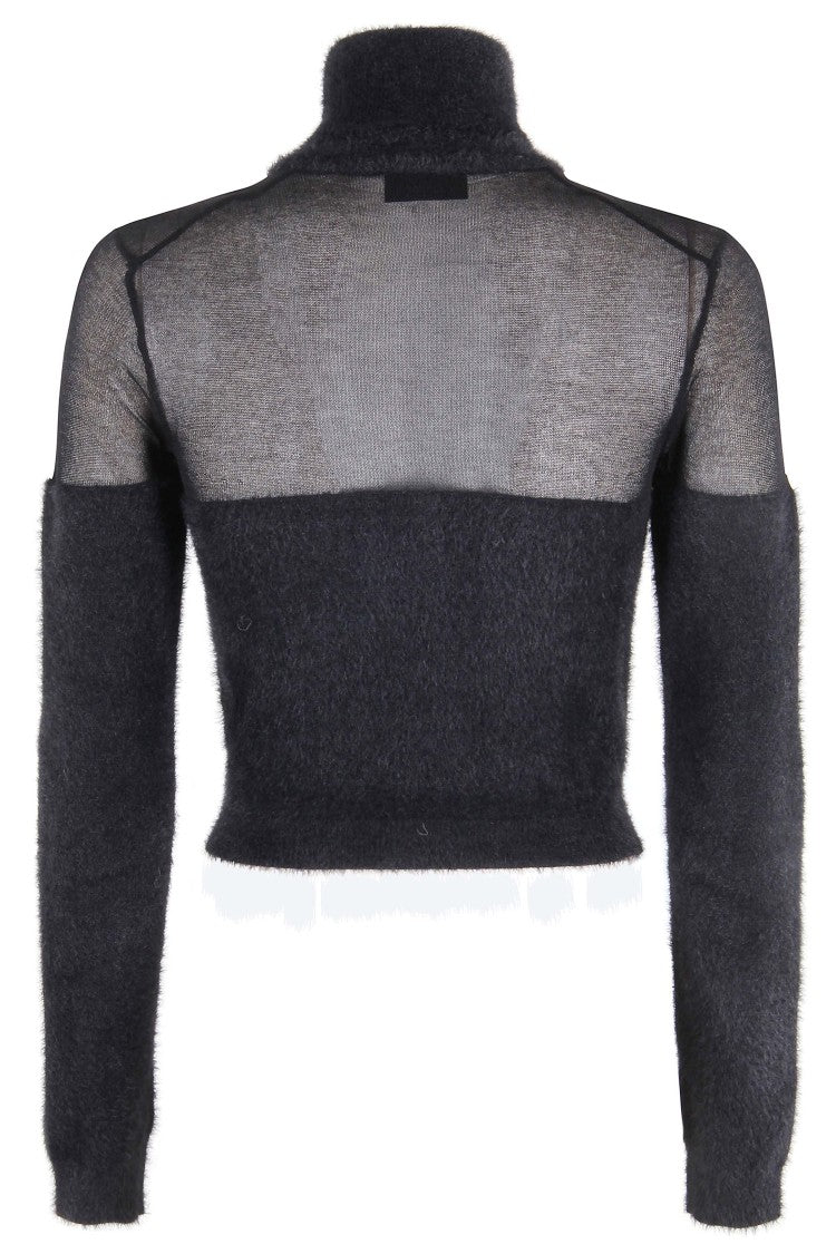 Elisabetta Franchi Cropped Black Sweater With High Neck
