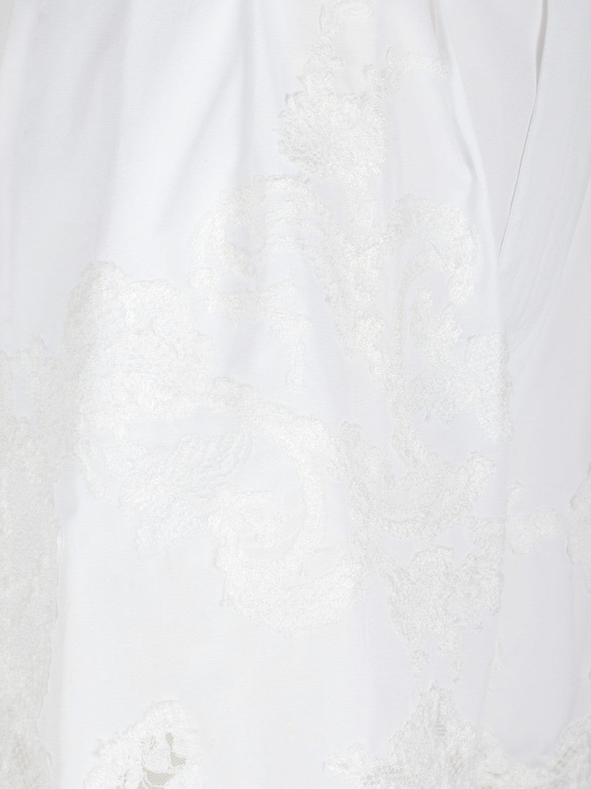 Ermanno Scervino Lace-Overlay White Shorts With Scalloped Hem