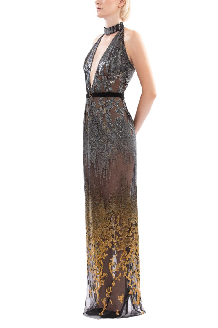 Saiid Kobeisy Long Embellished Fitted Dress