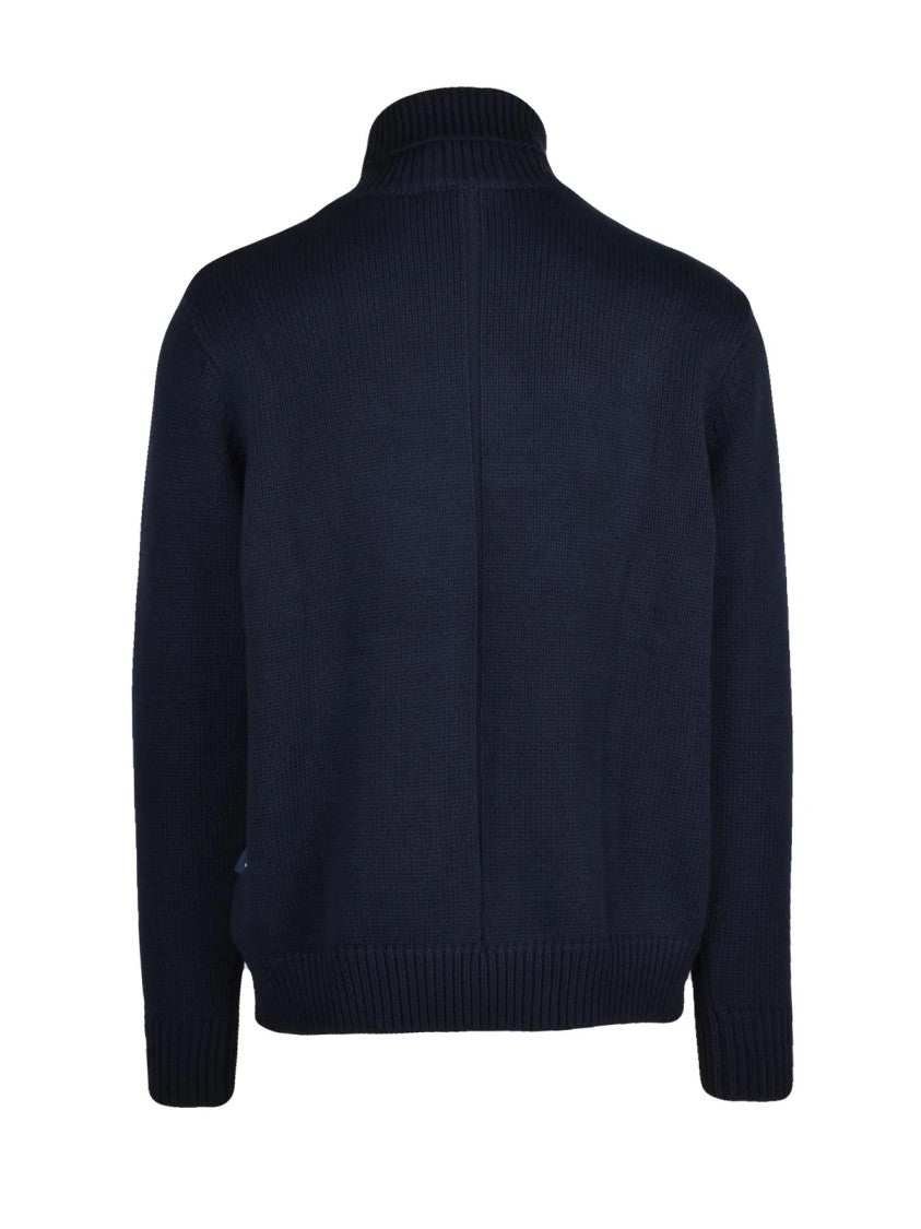 Add Ribbed Knit Turtleneck Sweater In Deep Navy