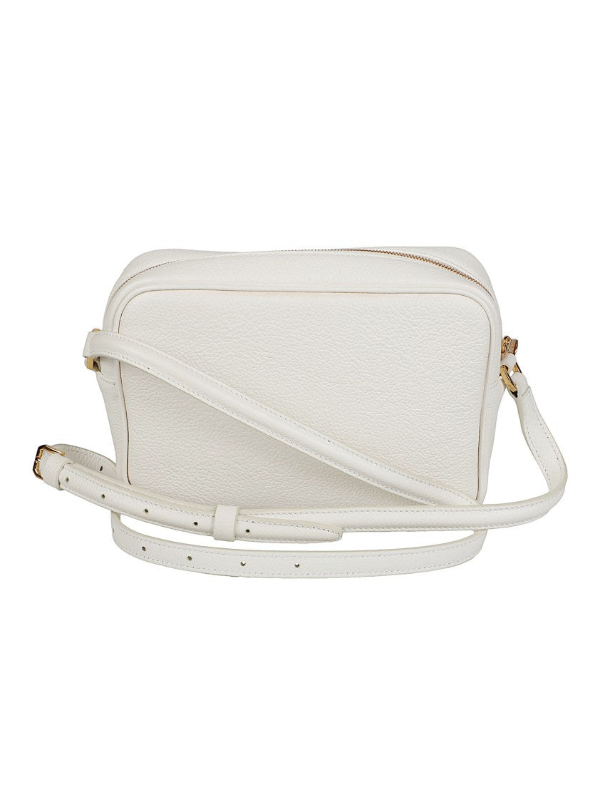 Patrizia Pepe All Day Compact Rectangular White Calfskin Shoulder Bag
