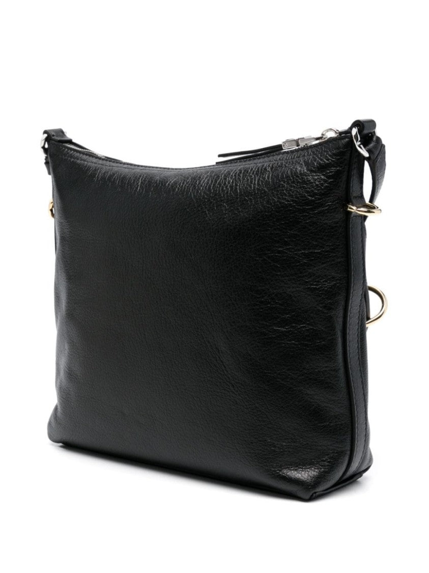 Givenchy Grained Black Calf Leather Shoulder Bag With Decorative Buckle