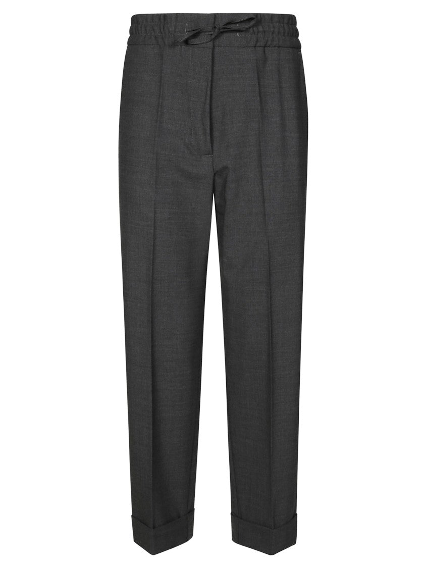 Parosh Drawstring Waist Grey Wool Blend Trousers