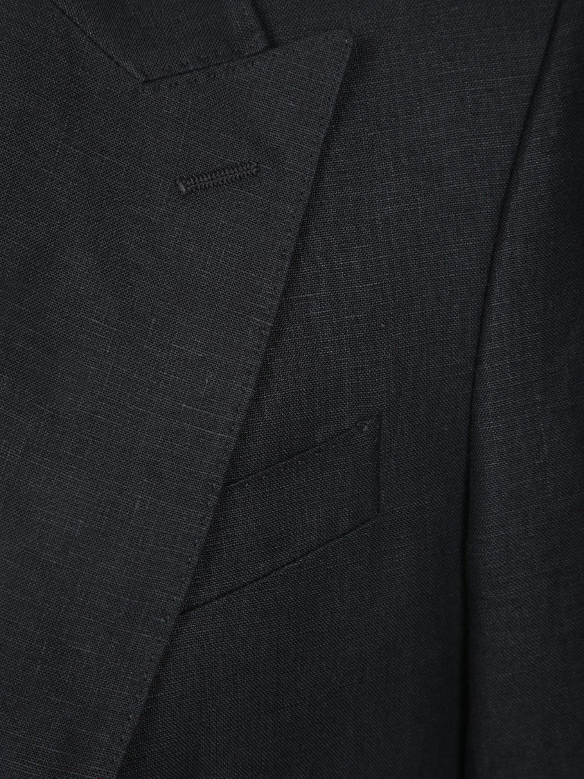 Dolce & Gabbana Tailored Black Linen Jacket With Peak Lapels