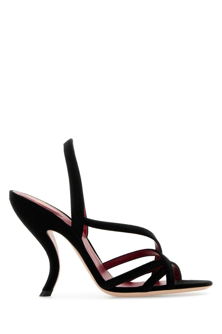 Valentino Garavani Black Velvet Vlogo Signature Sandals
