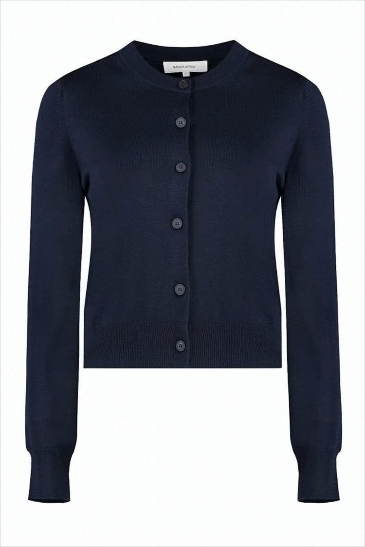 Maison Kitsuné Cropped Cardigan With Round Neckline And Ribbed Detailing