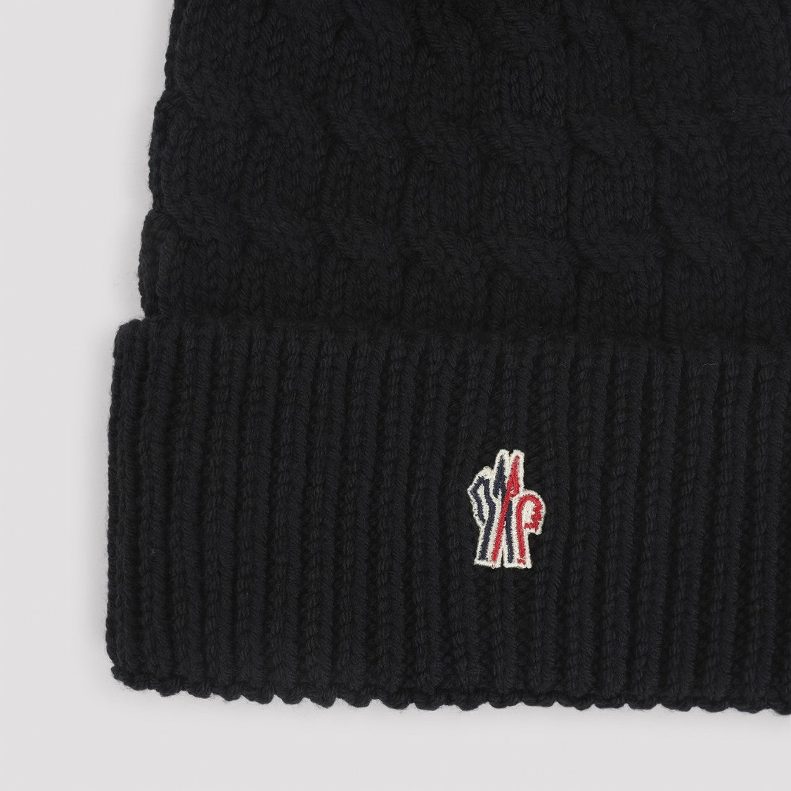 Moncler Grenoble Knitted Virgin Wool Hat With Pompon And Logo Detail