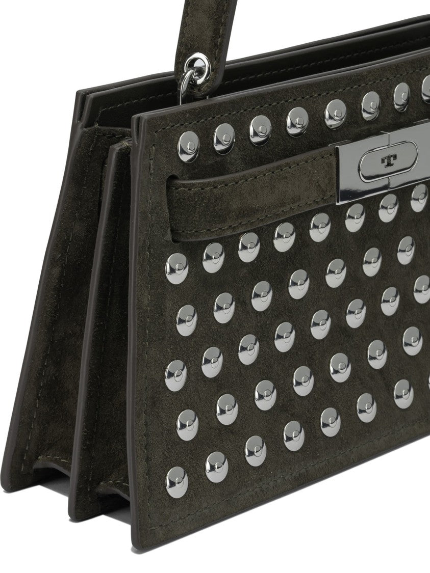 Tory Burch Trapezoidal Suede Bag With Metallic Studs
