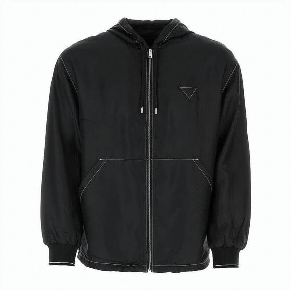 Prada Relaxed-Fit Black Silk Hooded Jacket