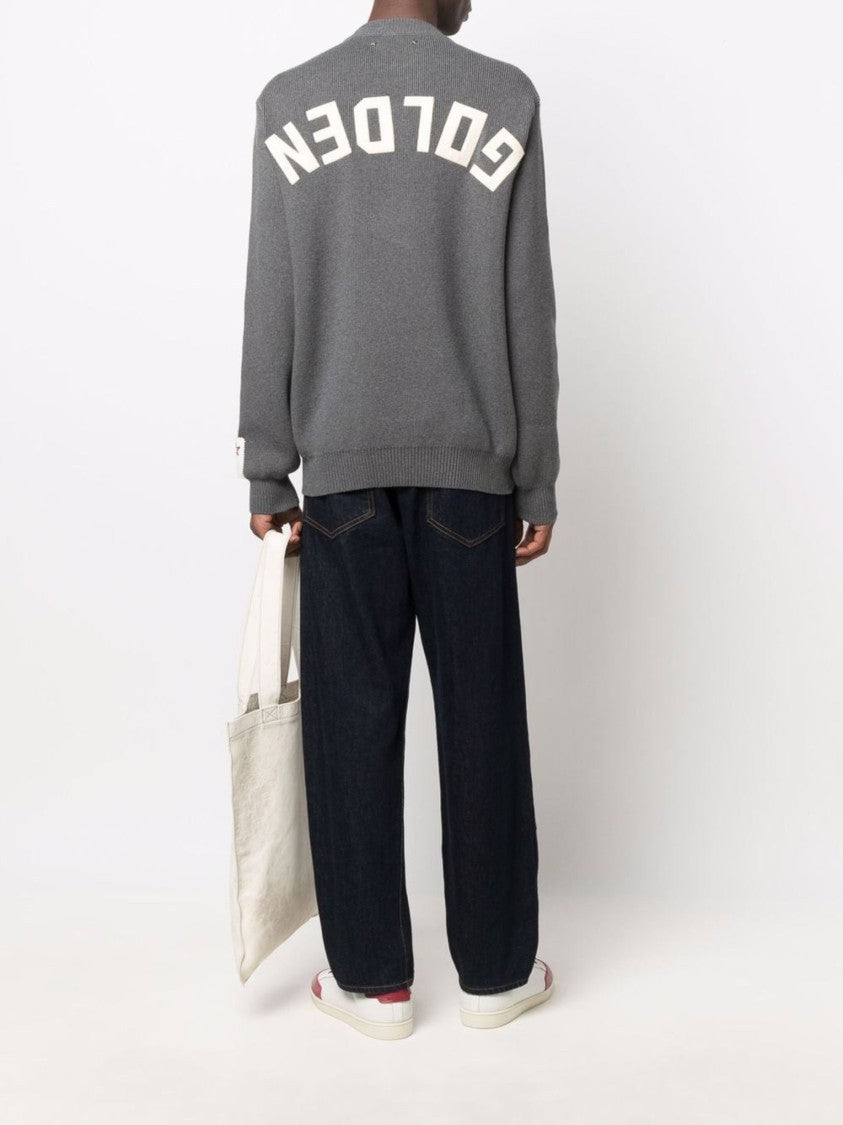 Golden Goose Grey Ribbed Finishes Cotton Sweater