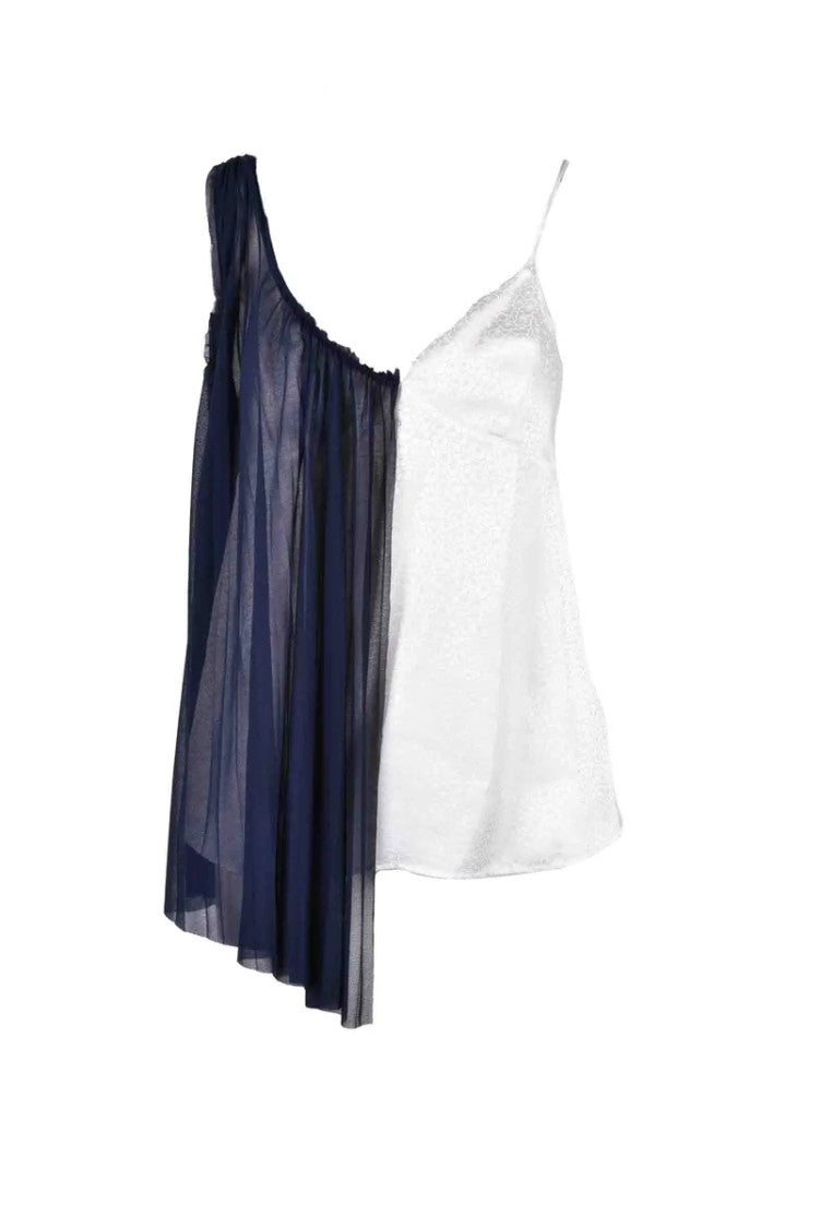 Erika Cavallini White/Blue Silk Polyester Top