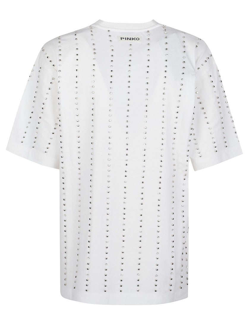Pinko Wilma White Cotton Studded T-Shirt