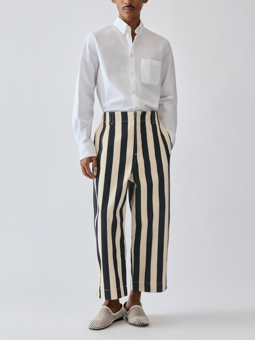 Jacquemus White Striped Mid-Rise Straight-Leg Jeans