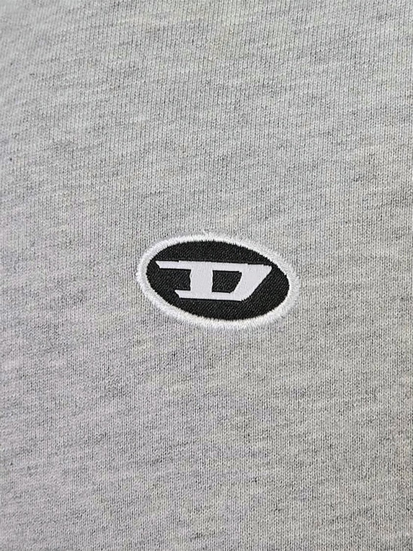 Diesel Light Grey Cotton-Elastane Hoodie With Minimalist Logo