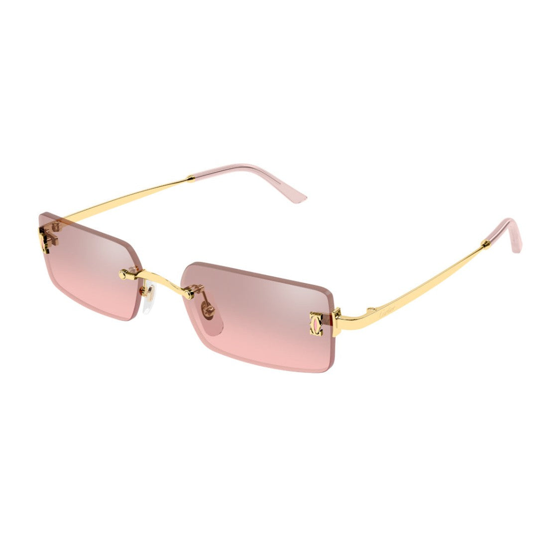 Cartier C De Cartier Rimless Gold Pink Metal Sunglasses