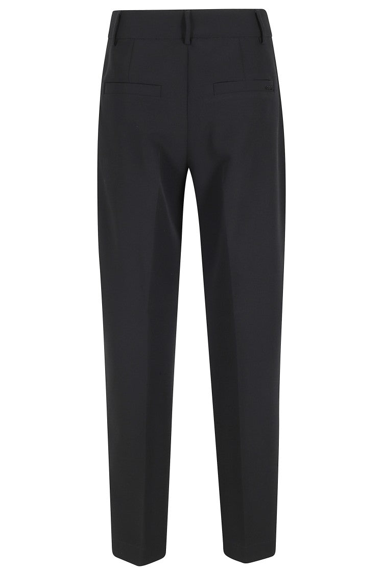 Seventy Black Sartorial Belt-Loops Polyester Straight-Leg Pants