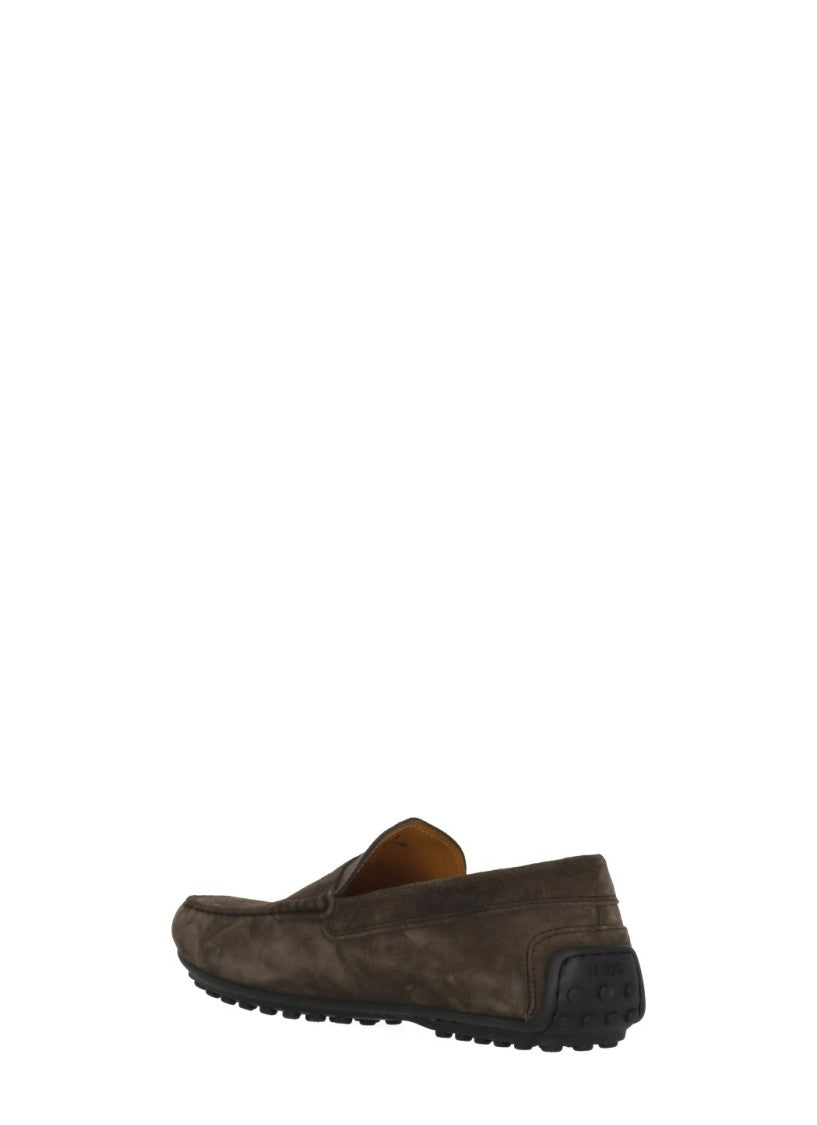 Tod's Brown Embossed Logo Loafers
