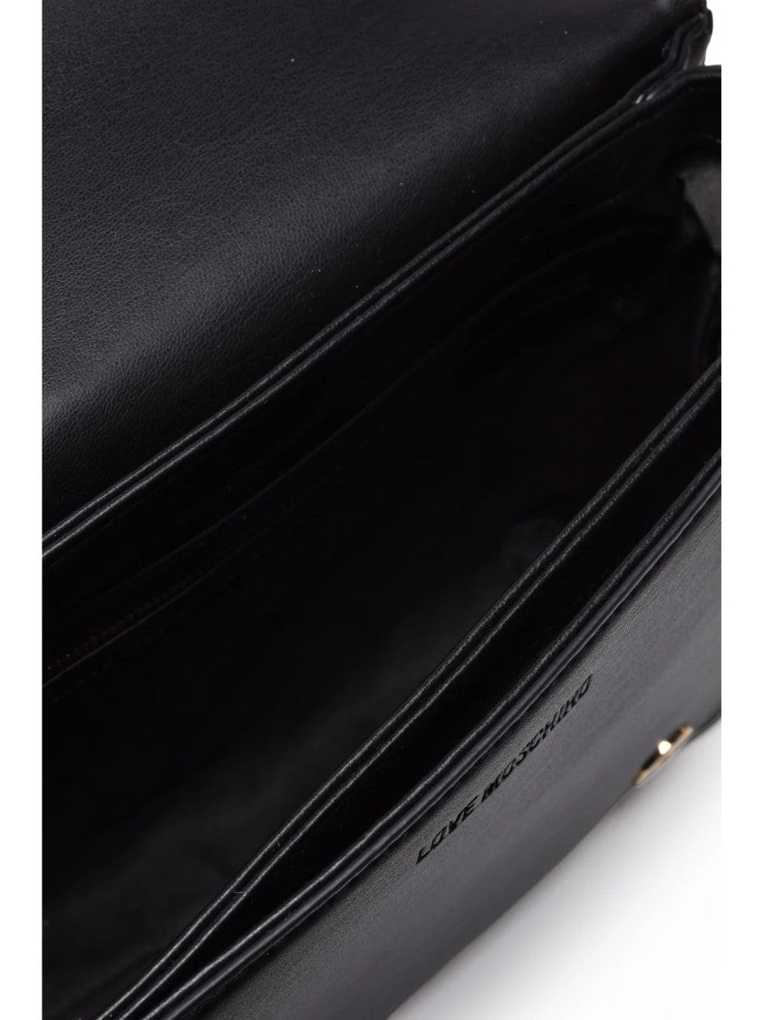 Love Moschino Black Quilted Compartmentalized Polyurethane Shoulder Bag