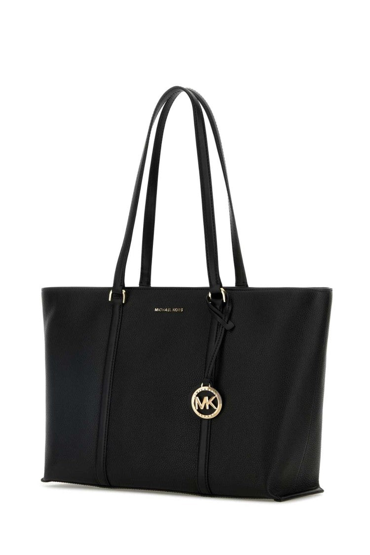 Michael Michael Kors Black Leather Large Temple Shopping Bag