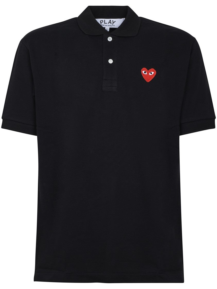Comme Des Garçons Polo Shirt With Red Heart Emblem
