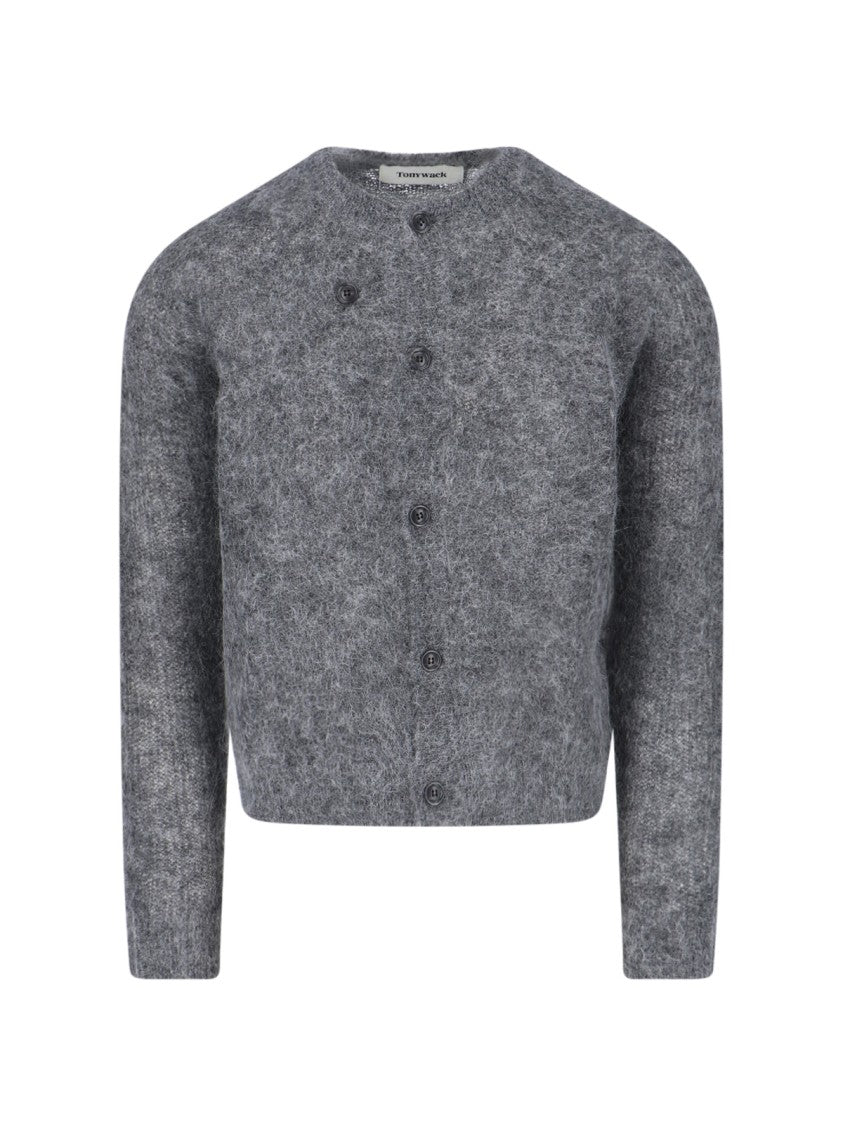 Tonywack Cropped Grey Cardigan In Mohair
