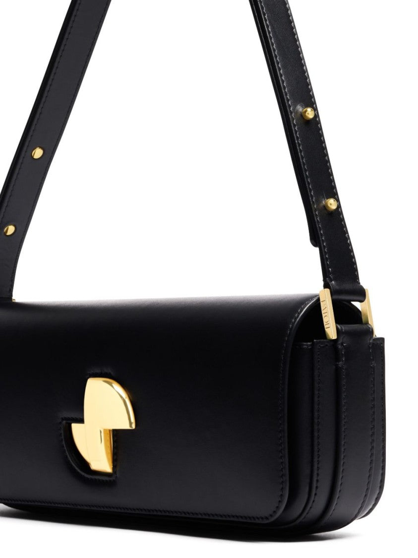 Patou Black Rectangular Foldover Gold Accent Bag