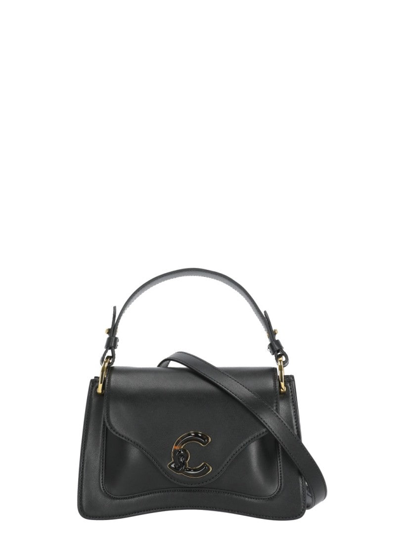 Coccinelle Structured Black Leather C-Me Small Bag With Flap Closure